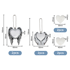 4 Sets 2 Style Zinc Alloy Heat Transfer Sublimation Blank Pendant Decorations&nbsp;AJEW-FH0003-32