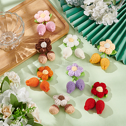 8Pcs 8 Colors Handmade Crochet Cotton Flower Ornaments&nbsp;AJEW-FG0004-12