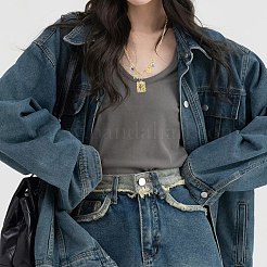 10個 2スタイル ステンレススチール ペーパークリップチェーンネックレス 女性用 男性用  ゴールドカラー  16.10~17.91インチ（40.9~45.5cm）  5個/スタイル&nbsp;NJEW-SZ0001-72