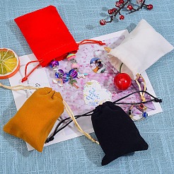 40個4色ベルベットパッキングポーチ  巾着袋  ミックスカラー  9.2~9.5x7~7.2cm  10個/カラー&nbsp;TP-SZ0001-01