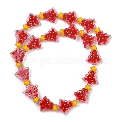 ガラスエナメルビーズ  クリスマスツリー  レッド  18x15x7mm  穴：1.2mm&nbsp;X-LAMP-S070-05C