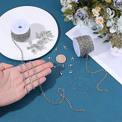 DIYネックレスブレスレット作りキット  合金留め具30個を含む  5mの鉄チェーンと60個のオープンジャンプリング  プラチナ  5.5x4x1mm&nbsp;DIY-WH0622-663B-P