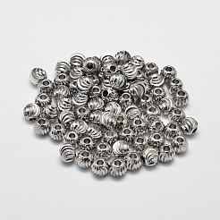 ラックメッキ真鍮波形丸型スペーサービーズ  プラチナ  4mm  穴：1.5mm&nbsp;KK-I600-4mm-P-RS