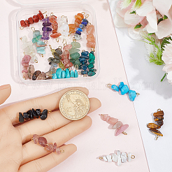 30Pcs 304 Mixed Gemstone Chip Beaded Connector Charms&nbsp;PALLOY-BM00004