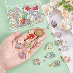 30Pcs 2 Colors Glass Pendants&nbsp;PALLOY-PH01718