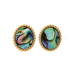 304 Stainless Steel Natural Paua Shell Stud Earrings&nbsp;EJEW-Z103-02G-01