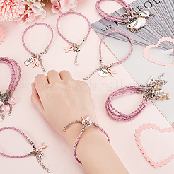 24Pcs 4 Style Alloy Enamel & Acrylic Heart Charm Bracelets Set with PU Leather Cords&nbsp;BJEW-AB00014