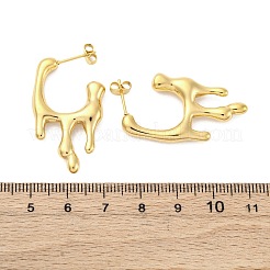 304ステンレススチールスタッドピアス  PVD真空メッキ  長持ちメッキ  フローチャーム  ゴールドカラー  35x20x4.5mm&nbsp;EJEW-B108-16G