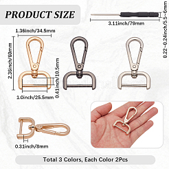 6色の亜鉛合金製回転留め具3個  亜鉛合金プラスドライバー1本付き  ミックスカラー  60x34.5x8mm&nbsp;FIND-SP0005-66C