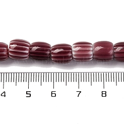 手作りのランプワークシェブロンビーズ連売り  バレル  ブラウン  8x7.5mm  穴：1.2mm  約47個/連  14.69''（37.3センチメートル）&nbsp;LAMP-K041-01B-02