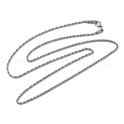 2mm ユニセックス 304ステンレススチール ロープチェーンネックレス  変色なし  ステンレス鋼色  23.62インチ（60cm）&nbsp;NJEW-P395-16P