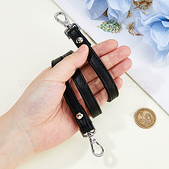 Puレザーバッグストラップ  合金の留め金付き  バッグ交換用アクセサリー  プラチナ  ブラック  600~630mm&nbsp;DIY-WH0699-69B-P01