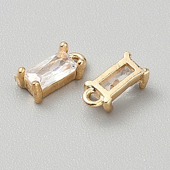 Golden Plated Brass Cubic Zirconia Charms&nbsp;ZIRC-WH0015-01G-01