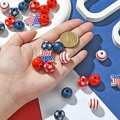 Painted Natural Wood Beads&nbsp;WOOD-YW0001-17