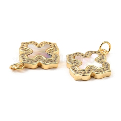 Brass Cubic Zirconia with Shell Pendants&nbsp;KK-K342-15G