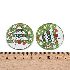 クリスマステーマの不透明プリントアクリルパーツ  クリスマスツリー  34.5x2.5mm  穴：1.6mm&nbsp;OACR-B037-04