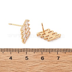 菱形真鍮マイクロパヴェクリアキュービックジルコニアスタッドピアス（女性用）  カドミウムフリー＆鉛フリー  長持ちメッキ  ラックめっき  ゴールドカラー  16x8.5mm&nbsp;EJEW-G428-04G