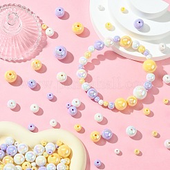250g UVメッキレインボー虹色不透明アクリルビーズ  混合サイズ  ラウンド  ミックスカラー  6~16mm  穴：1.8~3mm  約320個/250g&nbsp;PACR-CJ0001-39