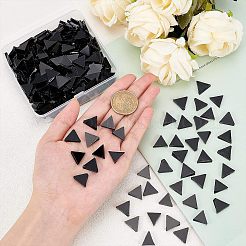 ガラスカボション  モザイクタイル  家の装飾やdiyの工芸品  三角形  ブラック  12.5~13x14.5~15x2.5~3mm  約200g/ボックス&nbsp;GGLA-OC0001-10A
