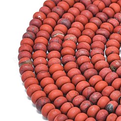 天然石レッドジャスパービーズ連売り  艶消し  ロンデル  6x4mm  穴：1mm  約93~96個/連  14.57''~14.76''（37~37.5センチメートル）&nbsp;G-P575-A17-6x4mm