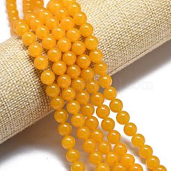天然石マレーシアジェイドビーズ連売り  染め＆加熱  ラウンド  ゴールド  11.5~12.5mm  穴：1.2mm  約35個/連  14.96インチ（38cm）&nbsp;G-L645-C01-12mm-23