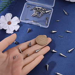 60個6スタイル304ステンレススチールペンダント  スパイク/コーン  ステンレス鋼色  7.5~18x3~7mm  穴：1.4~2mm  10個/スタイル&nbsp;STAS-SC0020-78