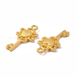 ラックメッキ合金ペンダント  カドミウムフリー＆鉛フリー＆ニッケルフリー  ハートチャーム付きの鍵  マットゴールドカラー  25.5x12x2.5mm  穴：1.8mm&nbsp;PALLOY-I215-05G