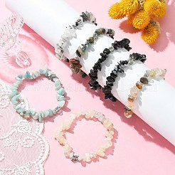 天然な混合宝石ビーズブレスレットを伸ばします  合金パーツ  チップ  1-3/4インチ（4.5cm）&nbsp;BJEW-JB03860
