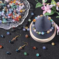 10色透明クラックルガラスビーズ  ラウンド  ミックスカラー  8mm  穴：1.5mm  20個/カラー&nbsp;GLAA-SZ0001-98