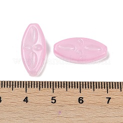 透明ガラスビーズ  花とオーバル  焼き付け塗料  フラミンゴ  20x9.5x4mm  穴：1.2mm&nbsp;DGLA-E004-14I