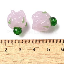 手作りランプワークビーズ  花  パールピンク  16x14~15mm  穴：1.2mm&nbsp;LAMP-B025-02A-06