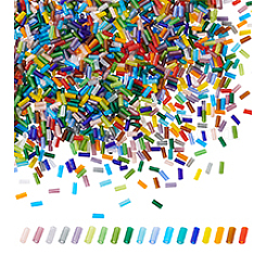 1800色のフロストガラスチューブビーズ18個  ミックスカラー  4.5~5x2mm  穴：1mm  100個/カラー&nbsp;FGLA-PH0001-09