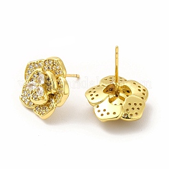 Rack Plating Brass Micro Pave Cubic Zirconia Stud Earrings for Women&nbsp;EJEW-H091-13G