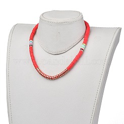 Handmade Polymer Clay Heishi Beads Beaded Necklaces&nbsp;NJEW-JN02901-03