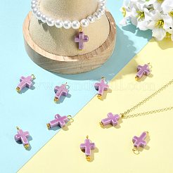 手作りの磁器ペンダント10個  クロスチャーム  鉄ループ付き  ゴールドカラー  23mm  穴：3mm&nbsp;PALLOY-FS00081