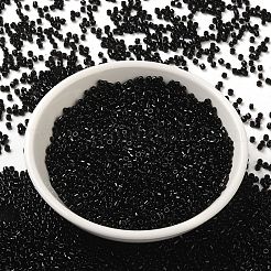 不透明色のガラスシードビーズ  シリンダー  ブラック  2x1.5mm  穴：1mm&nbsp;X-SEED-S042-09B-02
