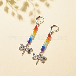 Natural Malaysia Jade with Alloy Charm Long Dangle Leverback Earrings&nbsp;EJEW-JE04909