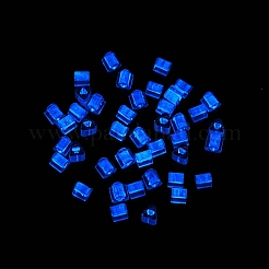 FgbグレードAフロストガラスシードビーズ  三角形  暗闇で光る  中央染め  ホワイト  3.5x3.5x3.5mm  穴：1.2~1.4mm  約7500個/ポンド&nbsp;SEED-Q040-04A-12