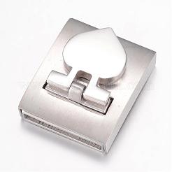 変色しにくい304ステンレススチール製マグネット留め具  ハートを付きの矩形  ステンレス鋼色  24.5x21x8.5mm  穴：2.3x18mm&nbsp;STAS-G071-40P