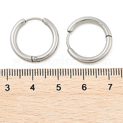 変色しにくい304ステンレススチールフープピアス  手動研磨ハギーイヤリング  ステンレス鋼色  10ゲージ  19x2.5mm  ピン：0.9mm（±0.1mm）  内径：14mm&nbsp;EJEW-P177-P-16