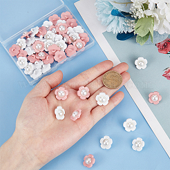 50個 2色 1穴プラスチックシャンクボタン  アブソリュートプラスチック模造パール  花  ミックスカラー  17x17.5x10.5mm  穴：2.7mm  25個/カラー&nbsp;BUTT-GF0001-16