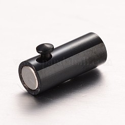 304ステンレススチールロックチューブマグネット留め具  コラム  ガンメタ色  16x5mm  穴：3mm&nbsp;STAS-G140-79-3mm