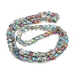 半メッキ電気メッキ透明ガラスビーズ連売り  蝶  ダークシーグリーン  8x10x6mm  穴：1mm  約90個/連  10.08インチ（25.6cm）&nbsp;EGLA-G037-11A-HP03