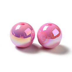 UVメッキレインボー虹色アクリルビーズ  ラウンド  ショッキングピンク  15~15.5x15.5~16mm  穴：2.7mm&nbsp;PACR-D070-01N