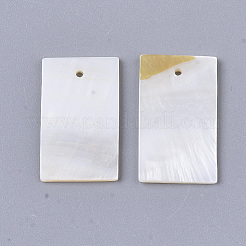 淡水シェルペンダント  長方形  貝殻色  20.5x12x1.5mm  穴：1mm&nbsp;LS-SHEL-T014-001