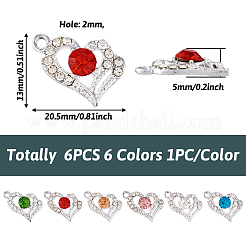 6Pcs 6 Colors Alloy Rhinestone Pendants&nbsp;FIND-TA0003-05