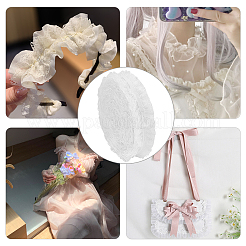 10ヤードのレーストリム  ポリエステルレースリボンエッジトリミング  ミシンとブライダルの結婚式の装飾用  ホワイト  25x1mm&nbsp;DIY-GF0005-47A