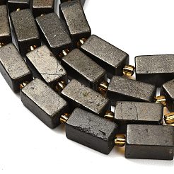 天然ゴールドパイライト/ゴールデンパイライトビーズ連売り  直方体の  シードビーズで  16x8x8mm  穴：1.2mm  約10個/連  7.32''（18.6センチメートル）&nbsp;G-F833-C01-02