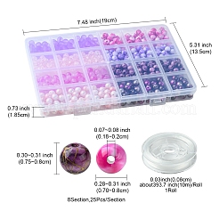 DIY ラウンドアクリルビーズブレスレットジュエリー作成キット  ミックスカラー  7.5~8x0.8~8x0.8~8mm  穴：1~2mm&nbsp;DIY-FS0007-40