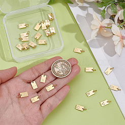 1袋26個入り304ステンレススチールチャーム  文字a〜zの長方形  丸カン付き  ゴールドカラー  10x6x1.5mm  穴：3x4.5mm&nbsp;STAS-HY0002-11